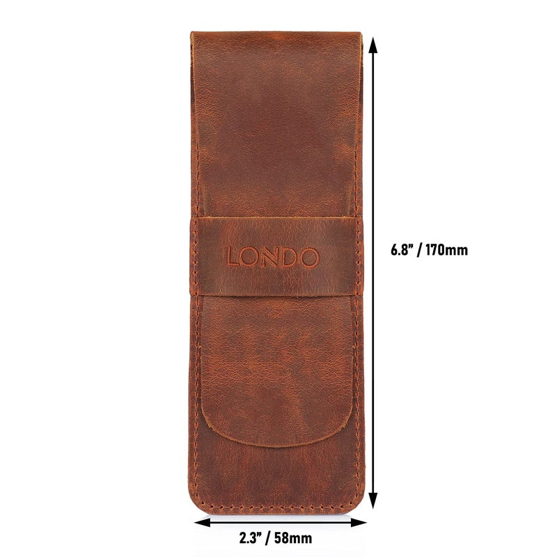 Londo Genuine Leather Pen and Pencil Case with Tuck in Flap, Stationery Bag - Image 3